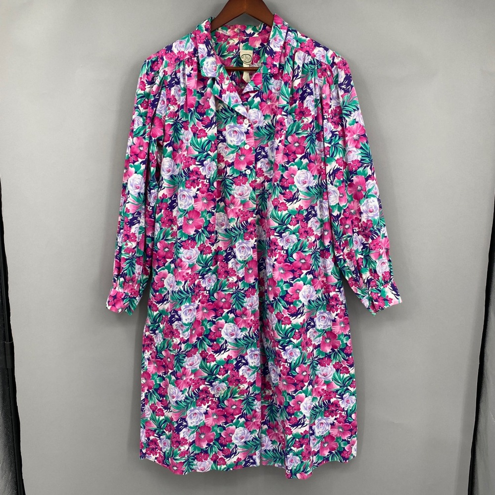 Vtg 80s J. Jill Ltd. Floral Button Front Shirt Dress XL 1X 2X Cotten
Cottagecore